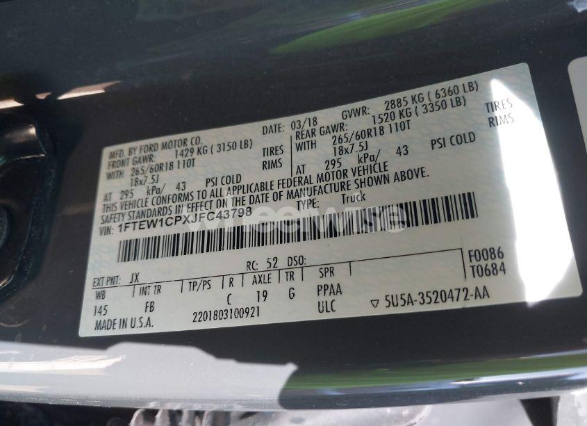 Photo 9 of 2018 Ford F-150 XLT (VIN 1FTEW1CPXJFC43798)