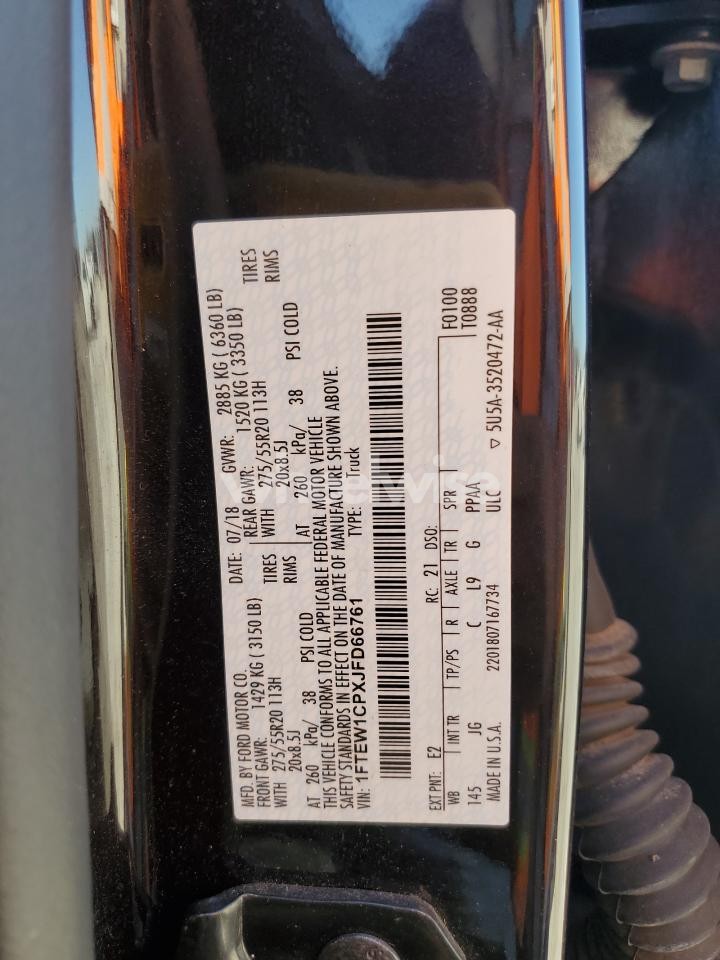 Photo 12 of 2018 FORD F150 SUPERCREW (VIN 1FTEW1CPXJFD66761)