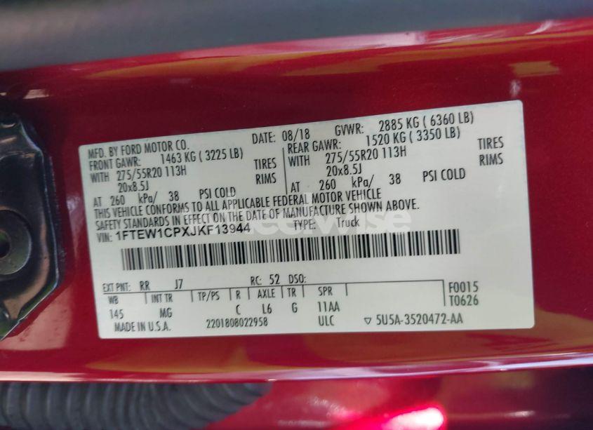 Photo 9 of 2018 Ford F-150 XLT (VIN 1FTEW1CPXJKF13944)