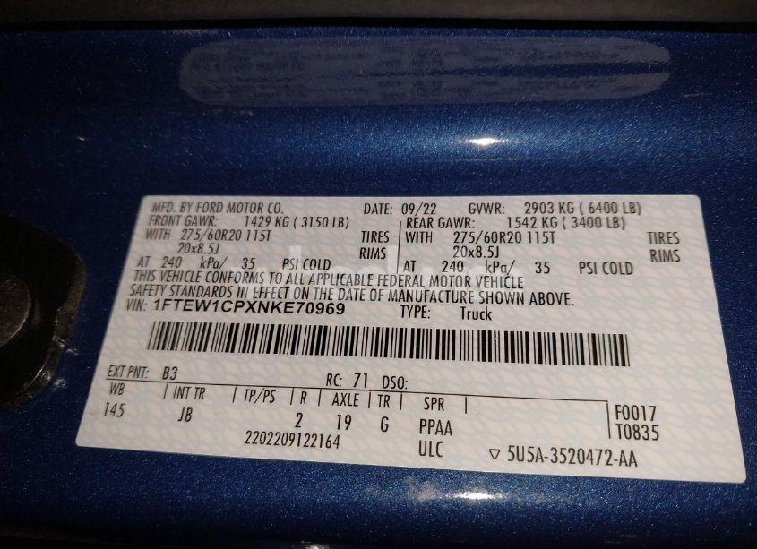 Photo 9 of 2022 Ford F-150 XL (VIN 1FTEW1CPXNKE70969)