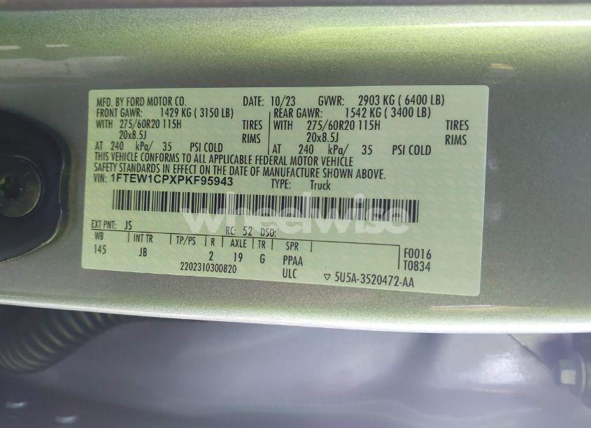 Photo 9 of 2023 Ford F-150 XL (VIN 1FTEW1CPXPKF95943)