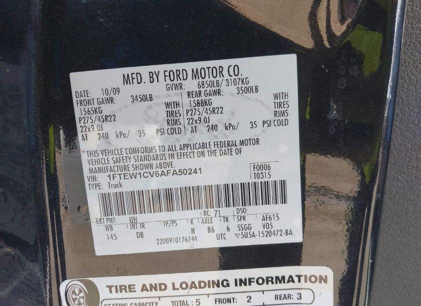 Photo 9 of 2010 Ford F-150 (VIN 1FTEW1CV6AFA50241)