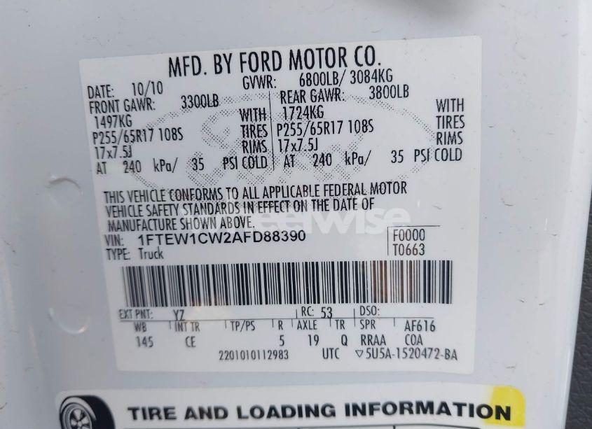 Photo 9 of 2010 Ford F-150 XL (VIN 1FTEW1CW2AFD88390)