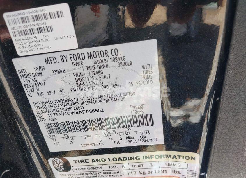 Photo 9 of 2010 Ford F-150 XL (VIN 1FTEW1CW4AFA86552)