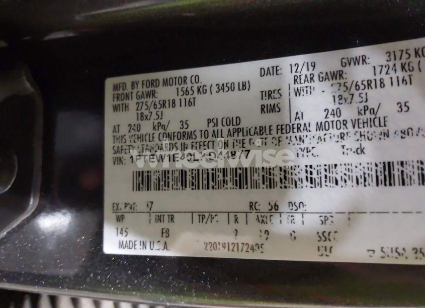 Photo 9 of 2020 Ford F-150 XLT (VIN 1FTEW1E40LKD44877)