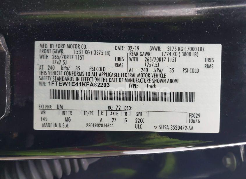 Photo 9 of 2019 Ford F-150 XLT (VIN 1FTEW1E41KFA82293)