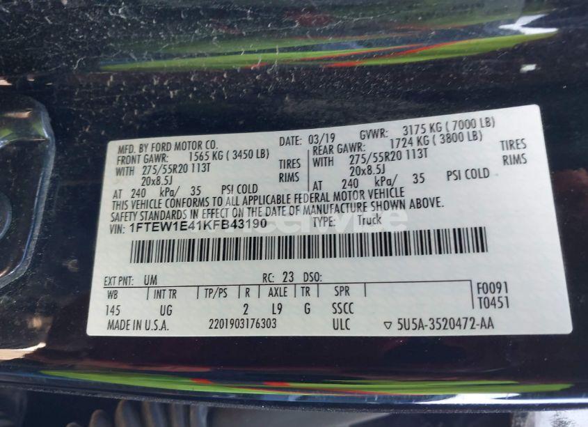 Photo 9 of 2019 Ford F-150 XLT (VIN 1FTEW1E41KFB43190)