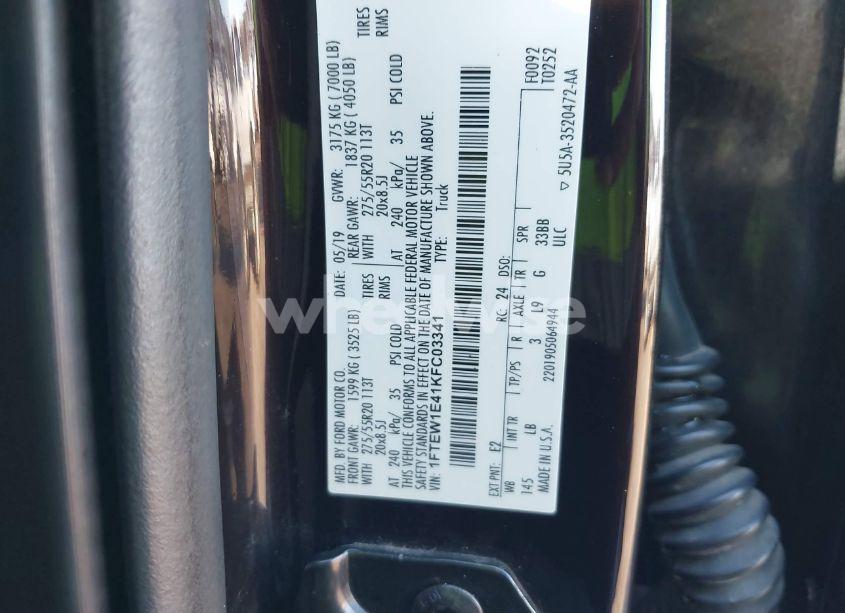 Photo 9 of 2019 Ford F-150 LARIAT (VIN 1FTEW1E41KFC03341)