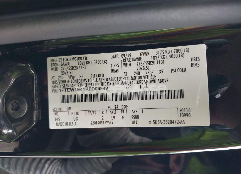 Photo 9 of 2019 Ford F-150 XLT (VIN 1FTEW1E41KFD09949)