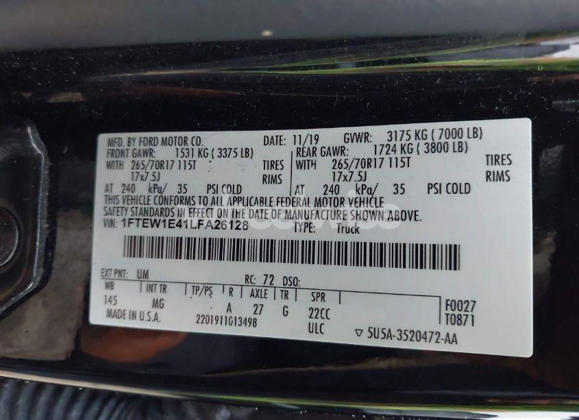 Photo 9 of 2020 Ford F-150 XLT (VIN 1FTEW1E41LFA26128)