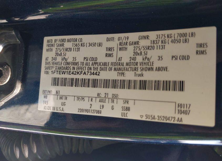 Photo 9 of 2019 Ford F-150 XLT (VIN 1FTEW1E42KFA73442)