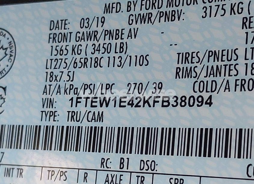 Photo 9 of 2019 Ford F-150 XLT (VIN 1FTEW1E42KFB38094)