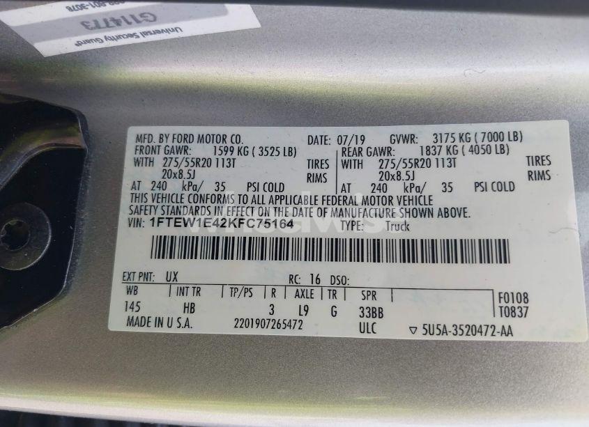 Photo 9 of 2019 Ford F-150 LARIAT (VIN 1FTEW1E42KFC75164)