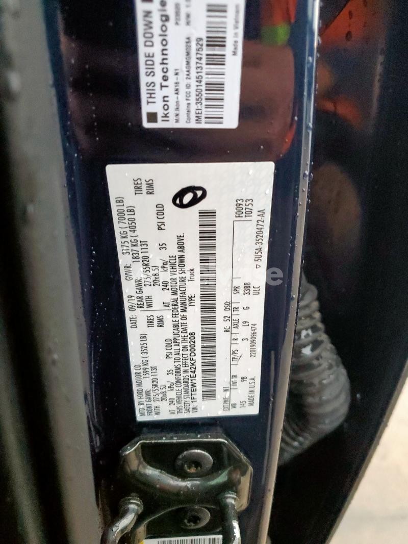 Photo 5 of 2019 FORD F150 SUPERCREW (VIN 1FTEW1E42KFD00208)