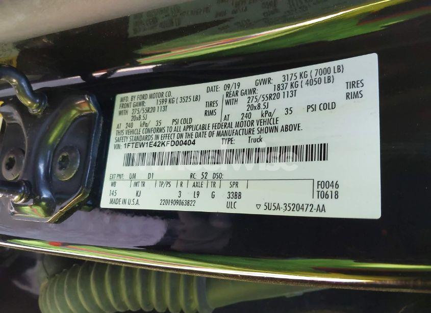 Photo 9 of 2019 Ford F-150 KING RANCH (VIN 1FTEW1E42KFD00404)