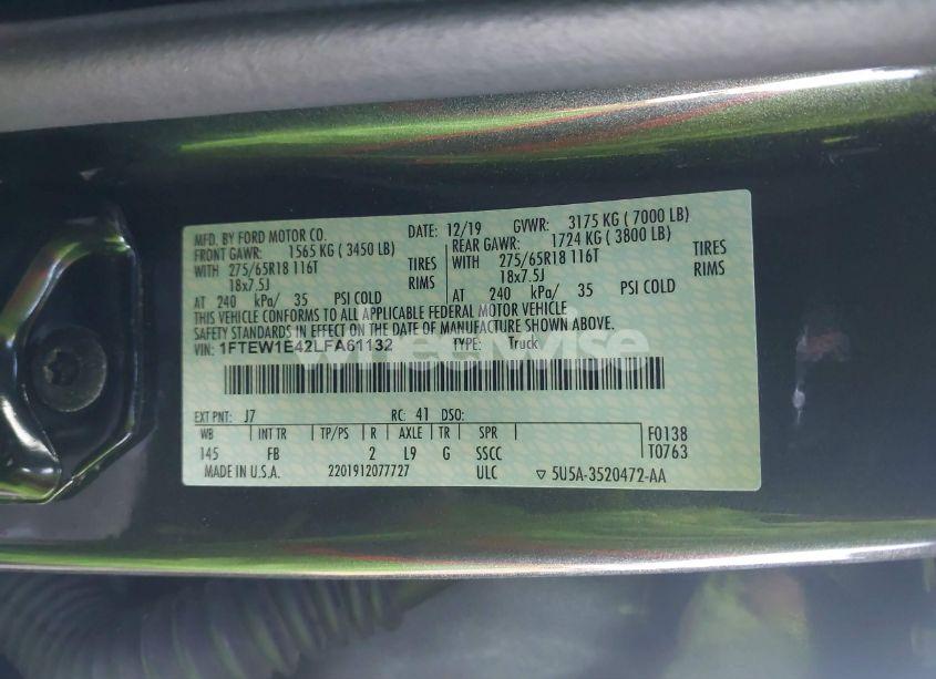 Photo 9 of 2020 Ford F-150 XLT (VIN 1FTEW1E42LFA61132)