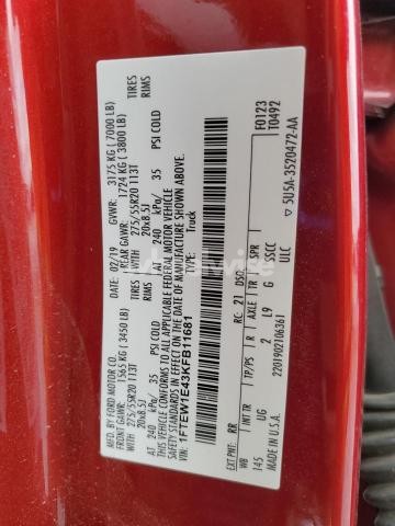 Photo 9 of 2019 FORD F150 SUPERCREW (VIN 1FTEW1E43KFB11681)