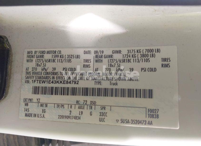 Photo 9 of 2019 Ford F-150 LARIAT (VIN 1FTEW1E43KKE84792)