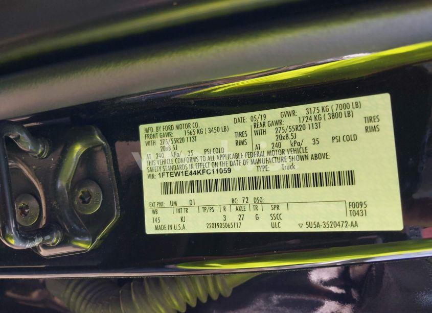 Photo 9 of 2019 Ford F-150 KING RANCH (VIN 1FTEW1E44KFC11059)