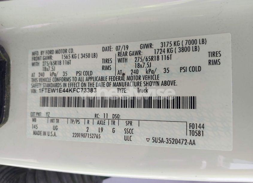 Photo 9 of 2019 Ford F-150 XLT (VIN 1FTEW1E44KFC73383)