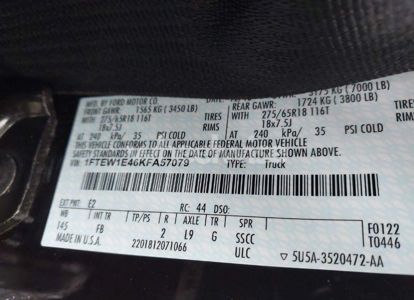 Photo 9 of 2019 Ford F-150 XLT (VIN 1FTEW1E46KFA57079)