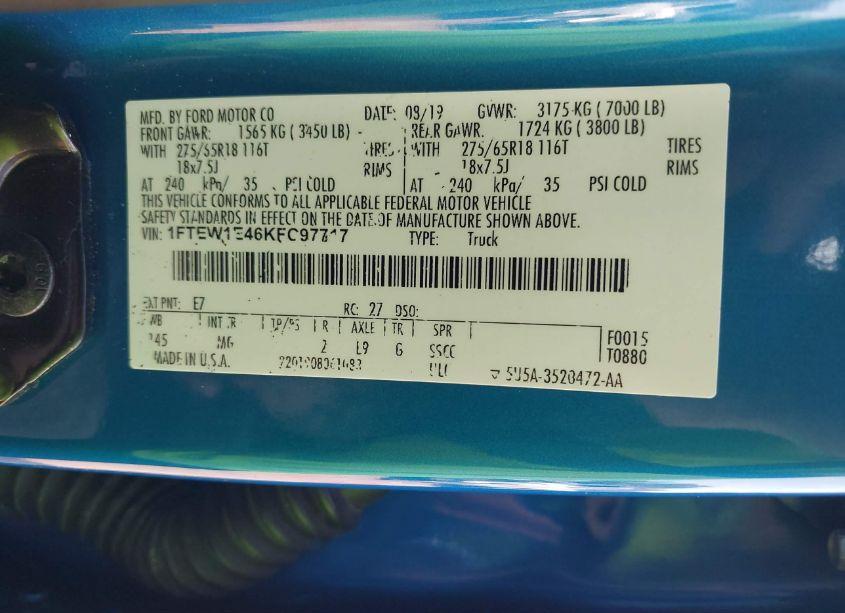 Photo 9 of 2019 Ford F-150 XLT (VIN 1FTEW1E46KFC97717)