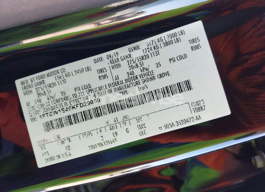 Photo 9 of 2019 Ford F-150 LARIAT (VIN 1FTEW1E46KFD29050)