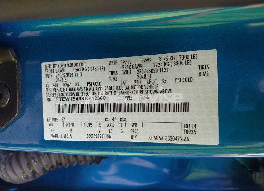 Photo 9 of 2019 Ford F-150 XLT (VIN 1FTEW1E46KKF12360)