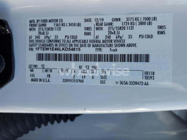 Photo 10 of 2020 FORD F150 SUPERCREW (VIN 1FTEW1E46LKD54815)