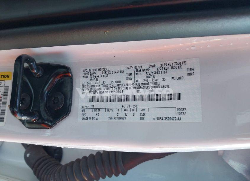 Photo 9 of 2019 Ford F-150 LARIAT (VIN 1FTEW1E47KFB50693)