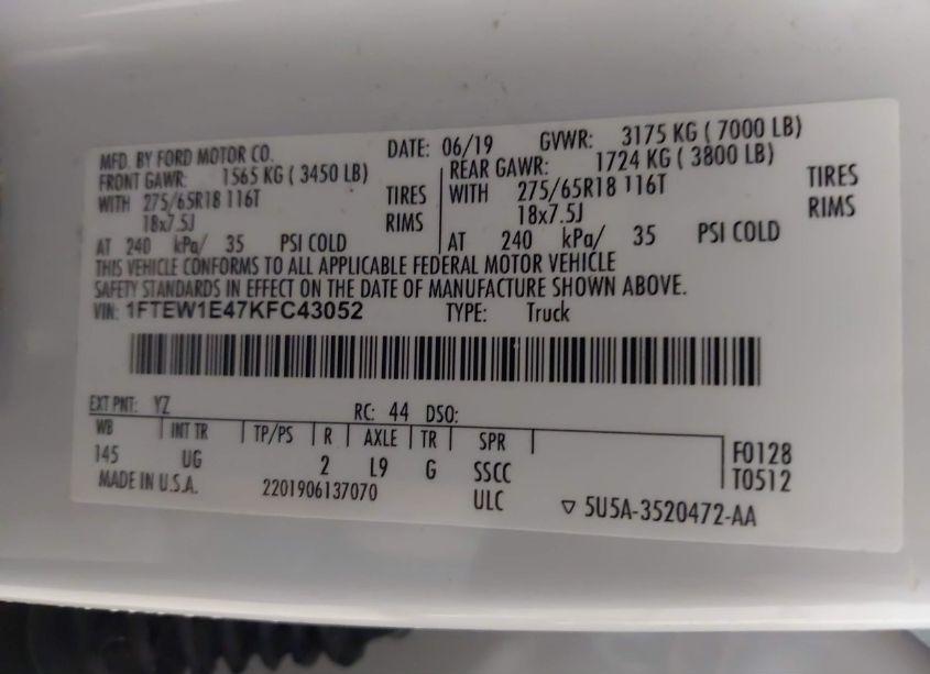 Photo 9 of 2019 Ford F-150 XLT (VIN 1FTEW1E47KFC43052)