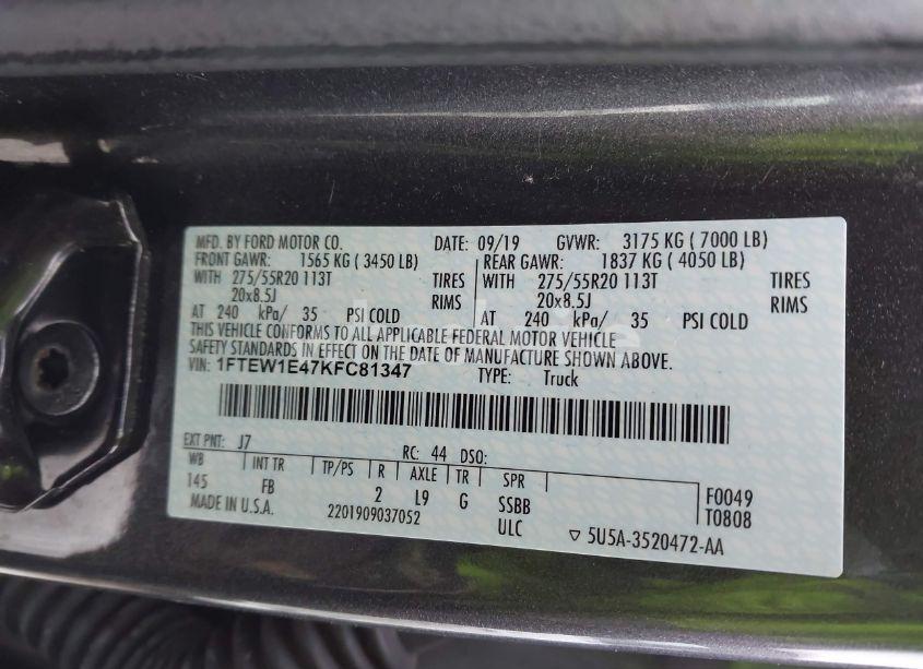 Photo 9 of 2019 Ford F-150 XLT (VIN 1FTEW1E47KFC81347)