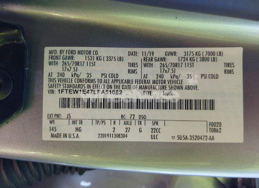 Photo 9 of 2020 Ford F-150 XLT (VIN 1FTEW1E47LFA51082)