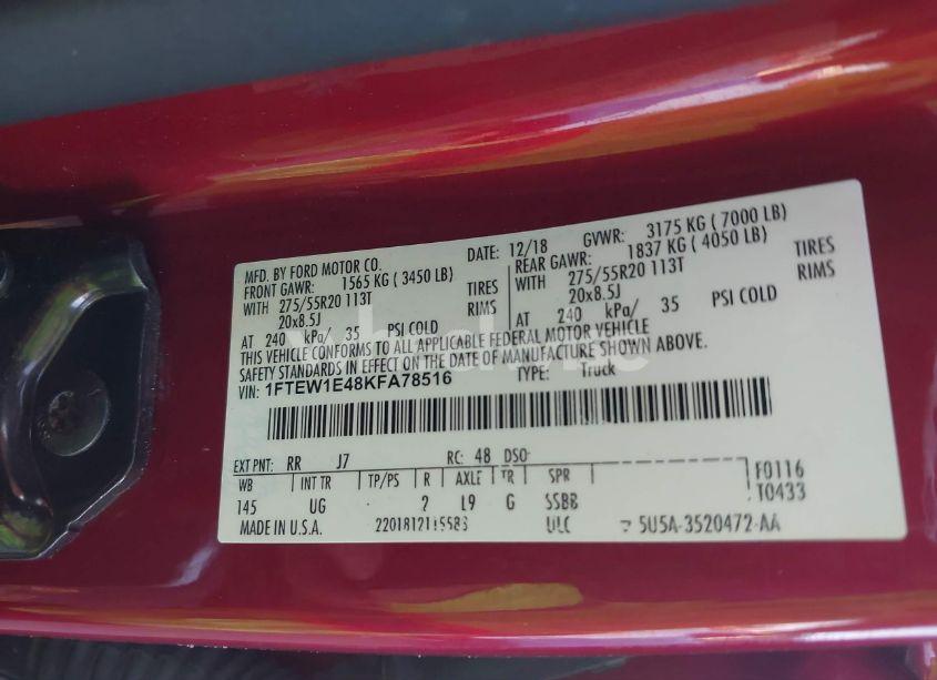 Photo 9 of 2019 Ford F-150 XLT (VIN 1FTEW1E48KFA78516)