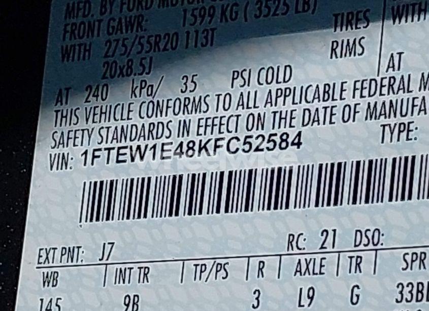 Photo 9 of 2019 Ford F-150 PLATINUM (VIN 1FTEW1E48KFC52584)