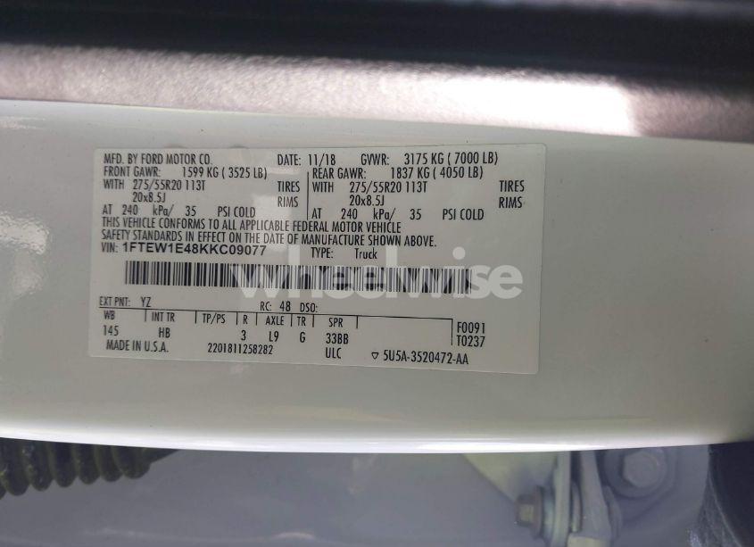 Photo 9 of 2019 Ford F-150 LARIAT (VIN 1FTEW1E48KKC09077)