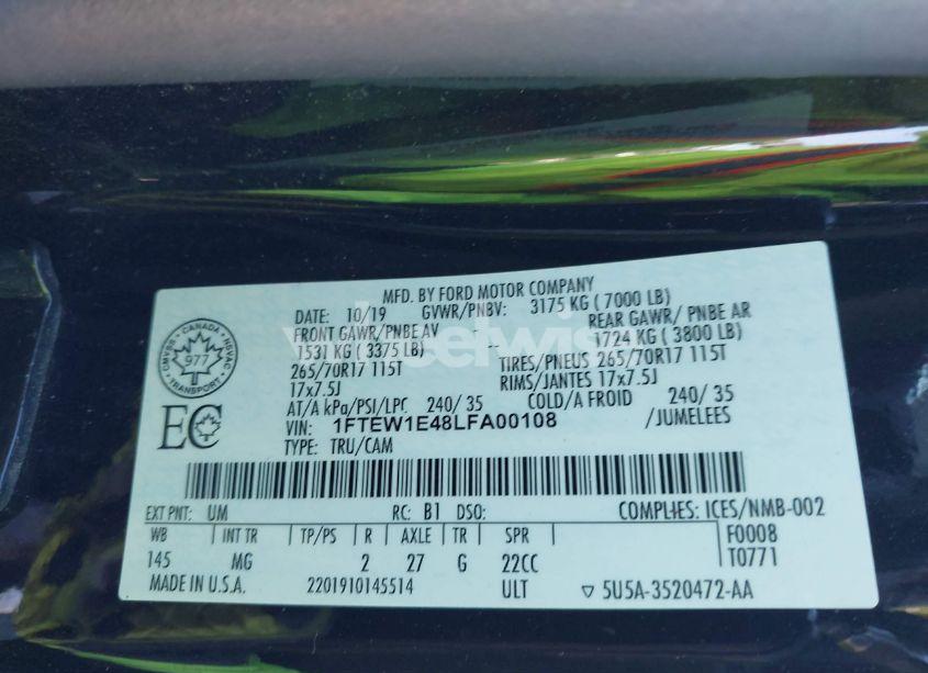 Photo 9 of 2020 Ford F-150 XLT (VIN 1FTEW1E48LFA00108)