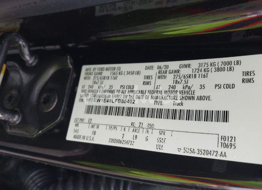 Photo 9 of 2020 Ford F-150 XLT (VIN 1FTEW1E48LFB80402)