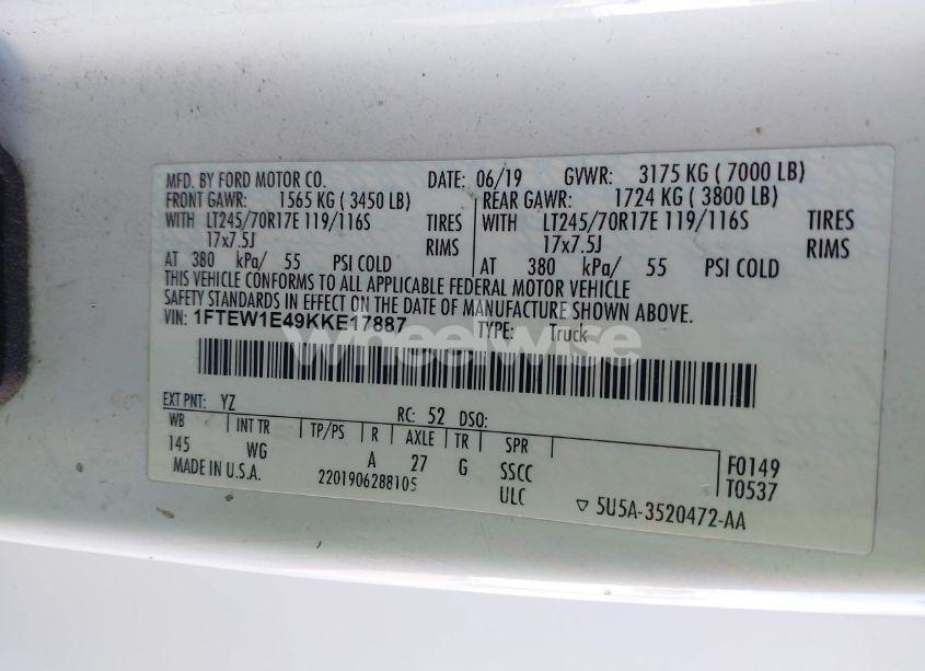 Photo 9 of 2019 Ford F-150 XL (VIN 1FTEW1E49KKE17887)