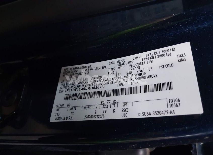 Photo 9 of 2020 Ford F-150 XLT (VIN 1FTEW1E49LKD82673)