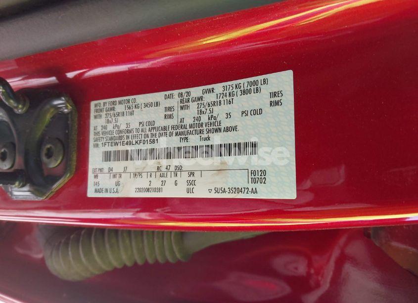 Photo 9 of 2020 Ford F-150 XLT (VIN 1FTEW1E49LKF01581)