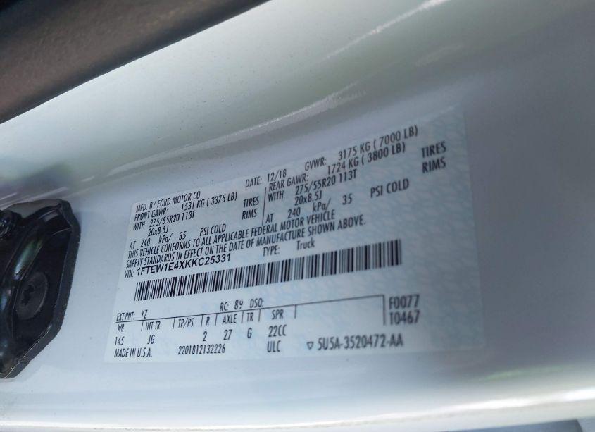 Photo 9 of 2019 Ford F-150 XL (VIN 1FTEW1E4XKKC25331)