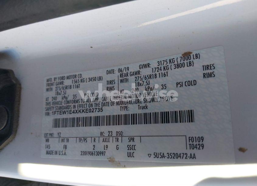 Photo 9 of 2019 Ford F-150 XLT (VIN 1FTEW1E4XKKE02735)