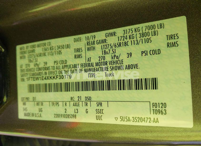 Photo 9 of 2019 Ford F-150 XLT (VIN 1FTEW1E4XKKF30179)