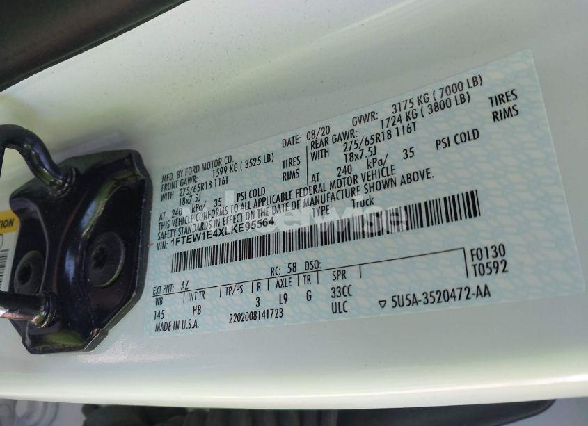 Photo 9 of 2020 Ford F-150 LARIAT (VIN 1FTEW1E4XLKE95564)