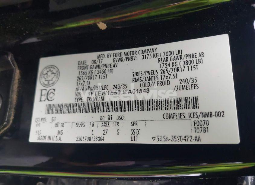 Photo 9 of 2018 Ford F-150 XLT (VIN 1FTEW1E50JFA01548)