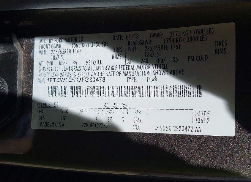 Photo 9 of 2018 Ford F-150 XLT (VIN 1FTEW1E50JFB80478)