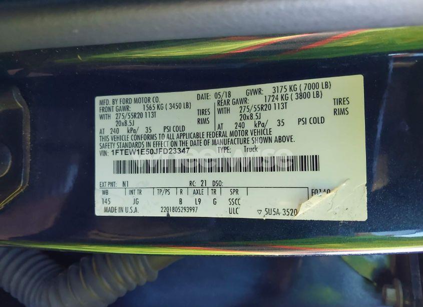 Photo 9 of 2018 Ford F-150 XL (VIN 1FTEW1E50JFD23347)