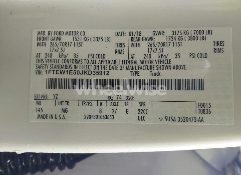 Photo 9 of 2018 Ford F-150 XLT (VIN 1FTEW1E50JKD35912)