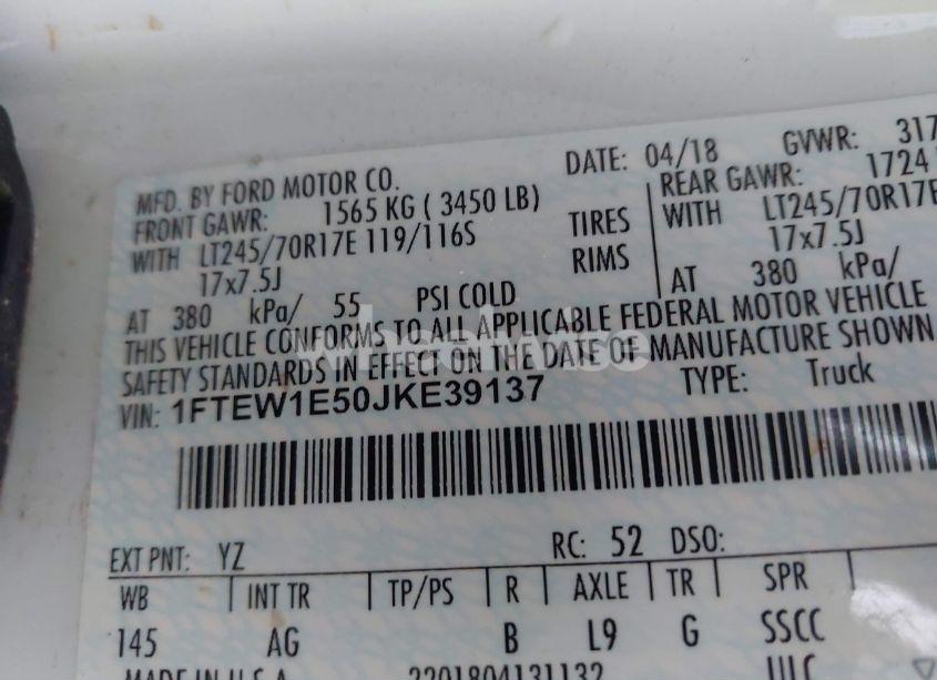 Photo 9 of 2018 Ford F-150 XL (VIN 1FTEW1E50JKE39137)